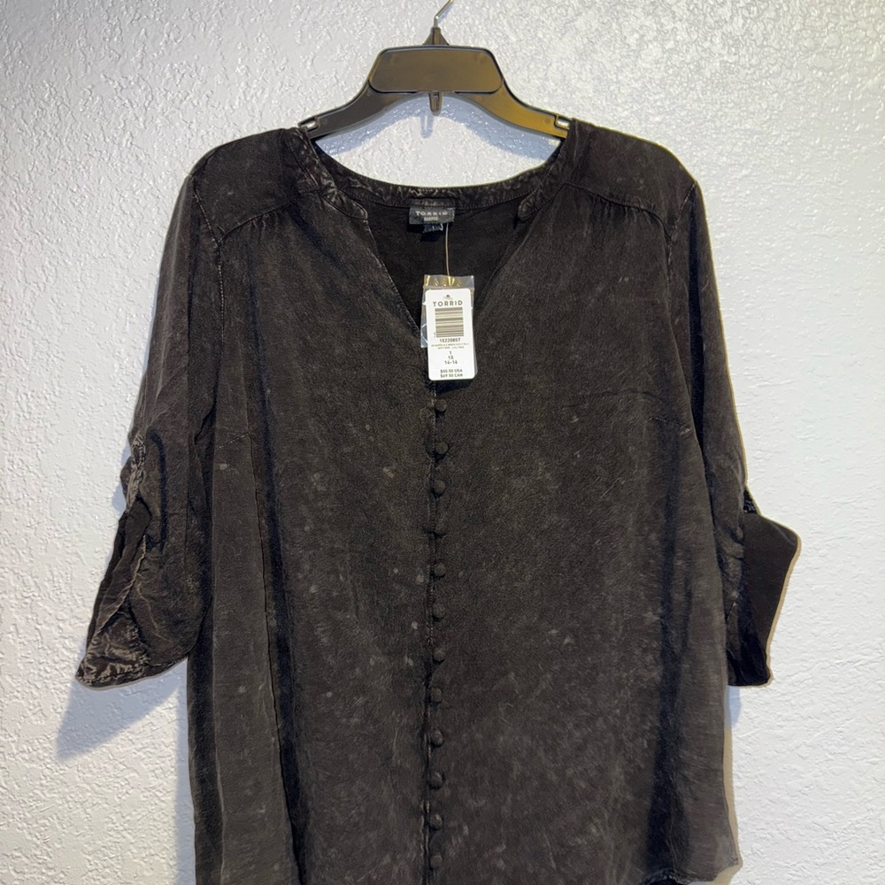 Torrid Charcoal Button-Front Blouse